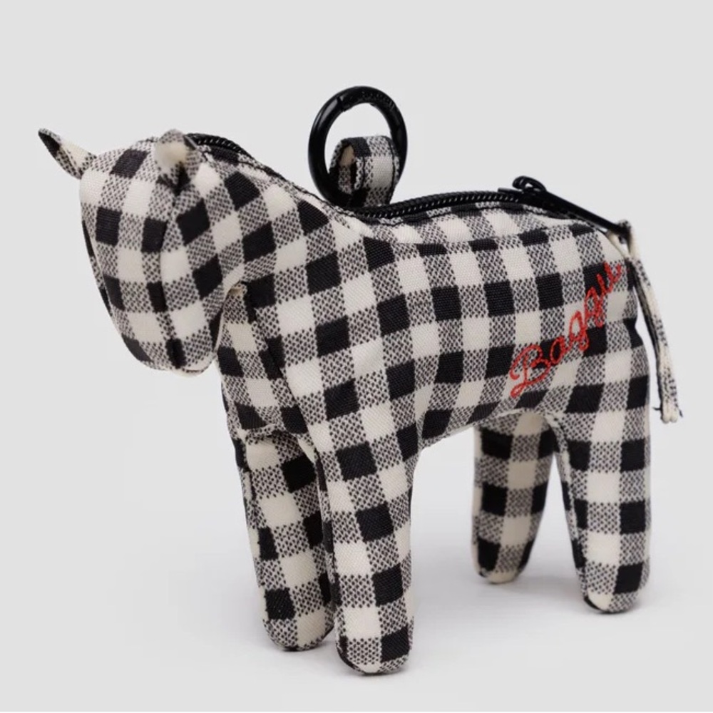 BAGGU Black and White Gingham Horse Zip Bag Charm